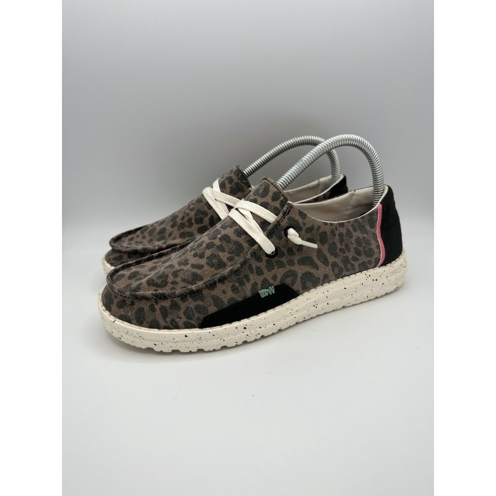 Hey Dude Wendy Jungle Brown Leopard Print Slip On Shoes Sneakers Size 8 Comfy - Picture 2 of 8